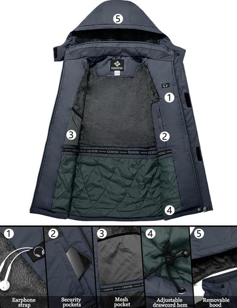Men'S Mountain Waterproof Ski Snow Jacket Winter Windproof Rain Jacket
